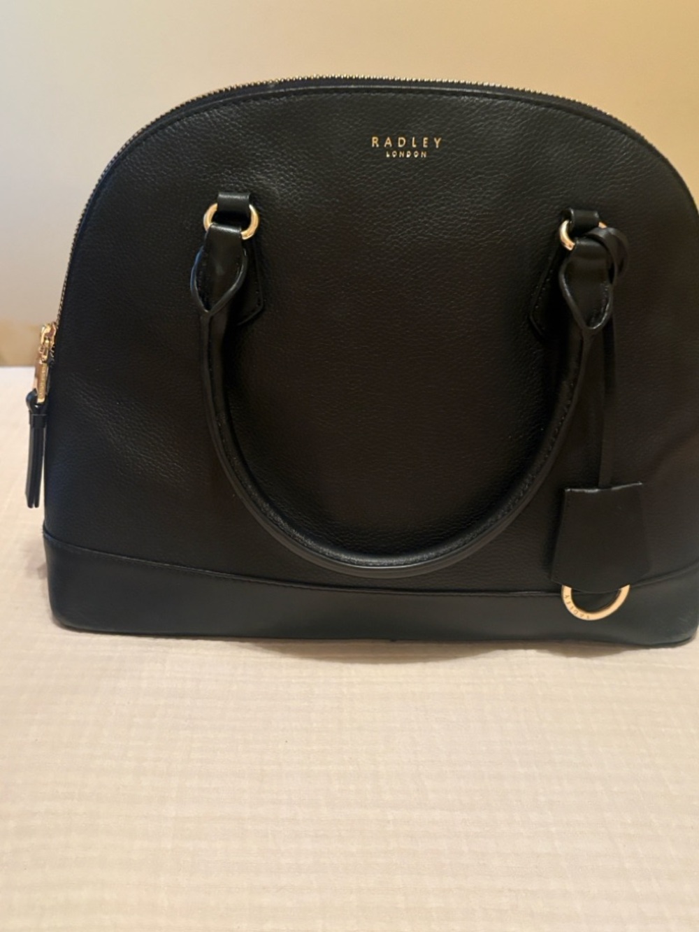 Radley of London blackl Tan Leather Tote with Black Trim and Gold Hardware